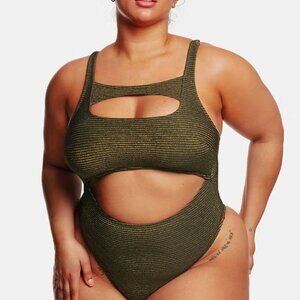 Cupshe Ribbed Cutout One-Piece Swimsuit Size 3X | NWT | Plus Size
